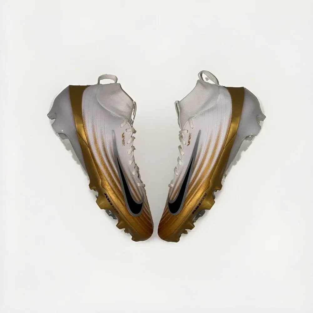 New Nike Zoom Air Vapor Pro 1 Football Cleats White/Black/Gold Mens US 10.5